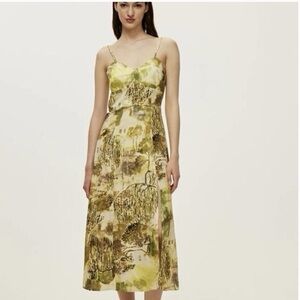 Zara Green and Brown Midi Dress